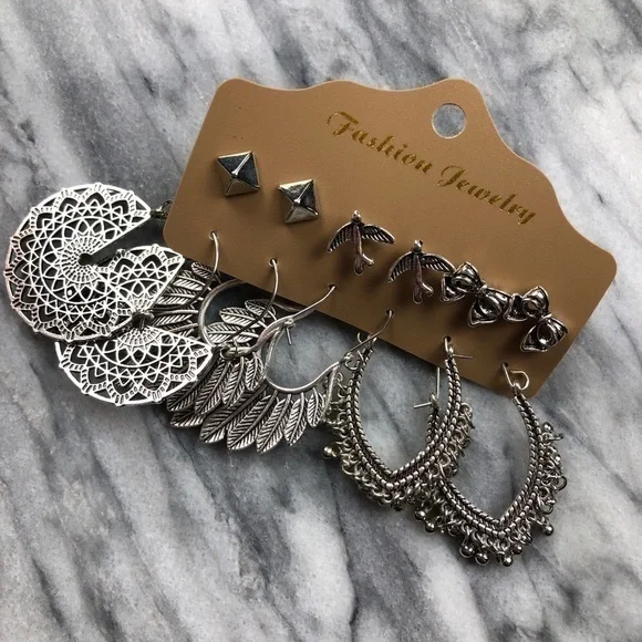 Boho Earrings Drop Dangle Vintage Bohemian Silver - Picture 1 of 9